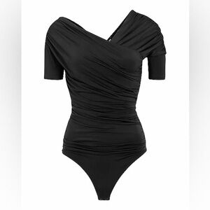 NWT EXPRESS Body Contour Compression Short Sleeve Pleated Ruched BODYSUIT